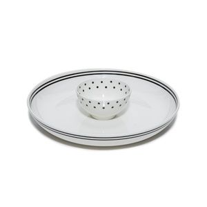 KATE SPADE Dinnerware Chip & Dip Plate White Polka